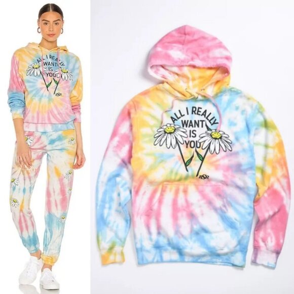 Dolls Kill By Samii Ryan Tie Dye Hoodie Sweatshirt Size Large Daisy Revolve Hood - Picture 11 of 16
